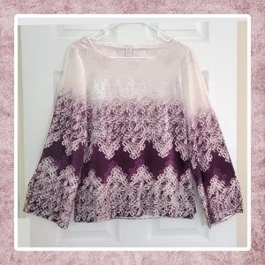 Chico's Velvet Print Rhinestone Accent Top